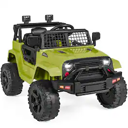 Best Choice Products - 12V Kids Ride On Truck Car w/ Parent Remote Control, Spring Suspension, LED Lights - Green