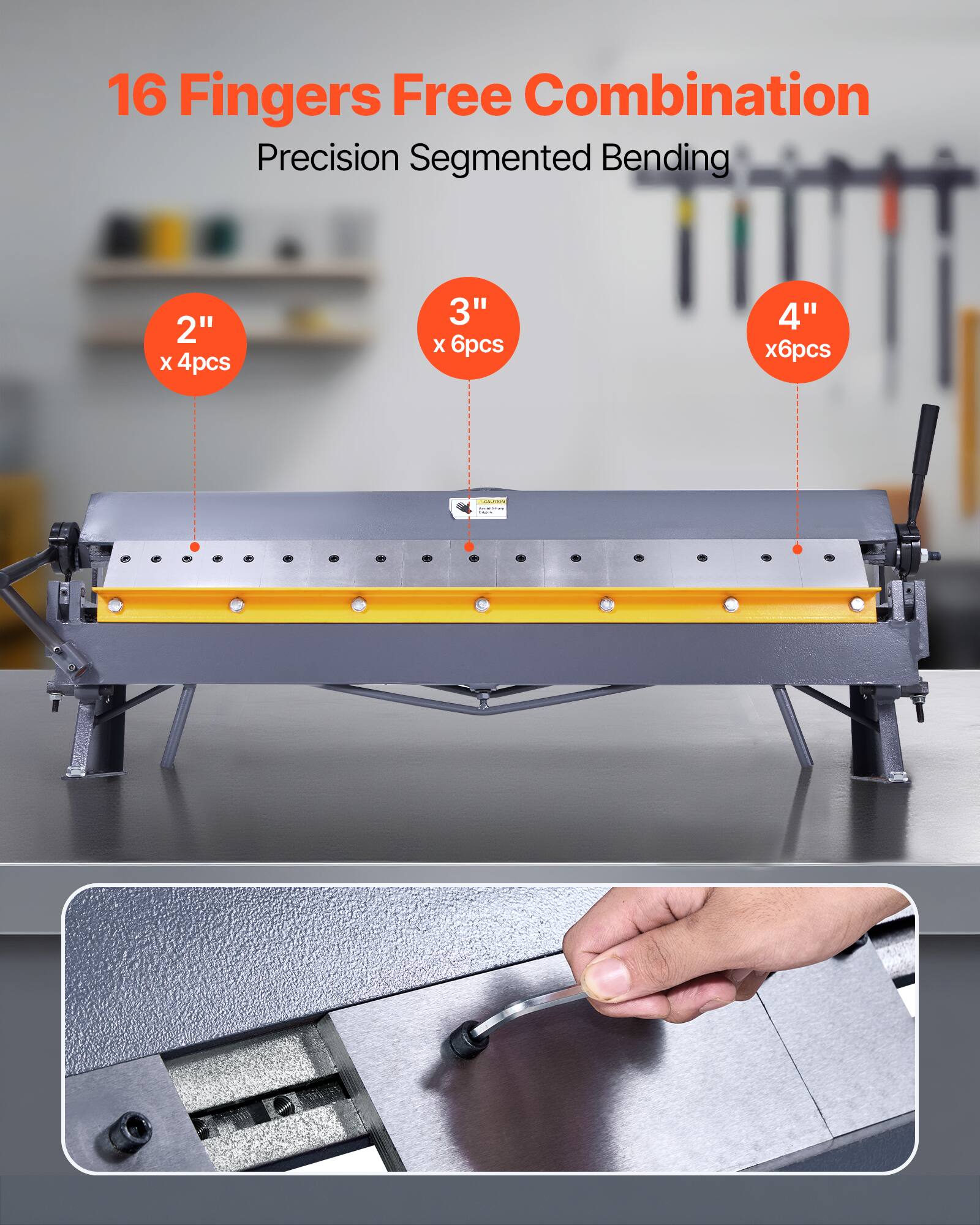16 Fingers Free Combination Precision Segmented Bending  
2" x 4pcs  
3" x 6pcs  
4" x 6pcs