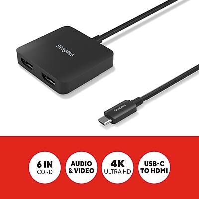 Staples 6 IN CORD AUDIO & VIDEO ULTRA HD USB-C TO HDMI