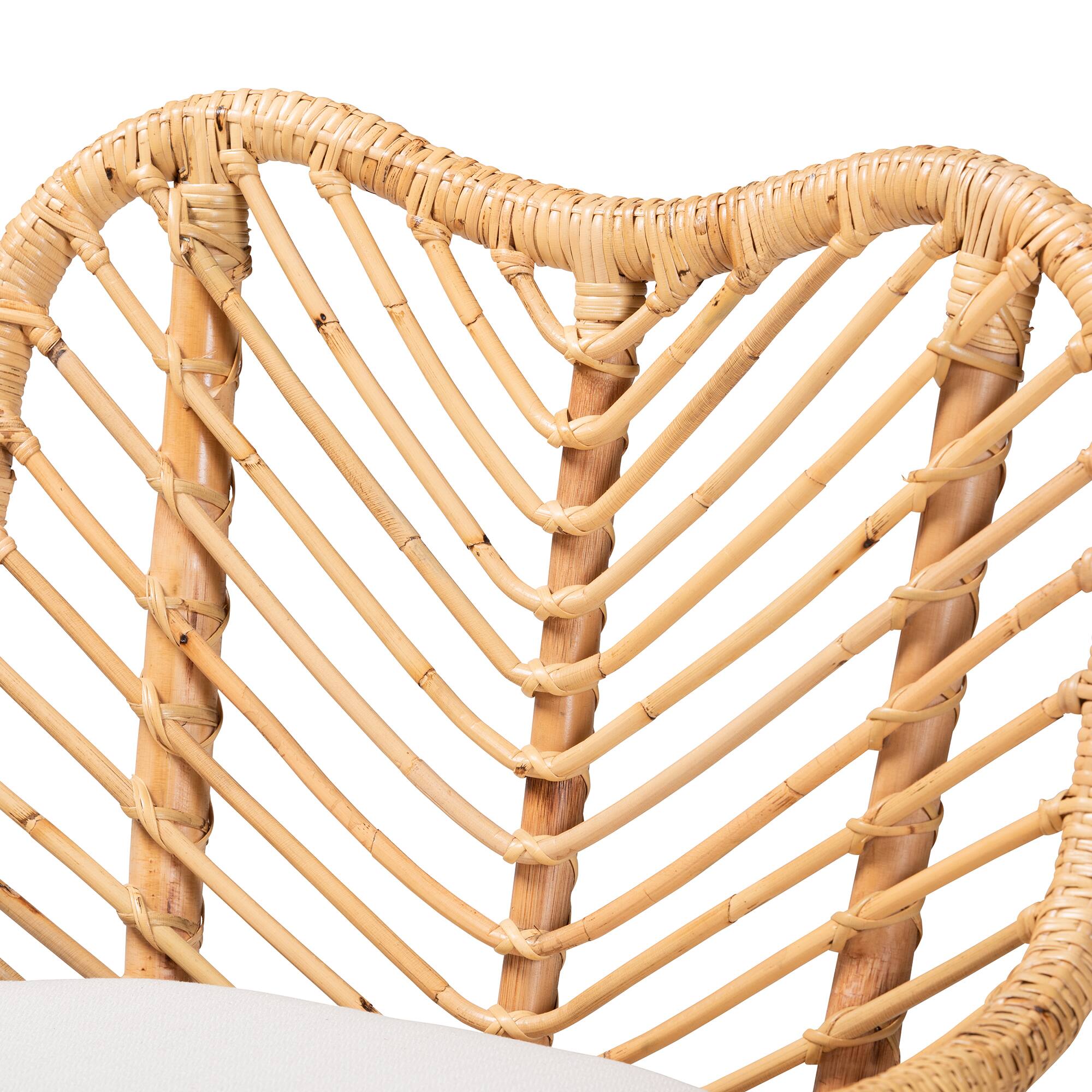 Alt View 1. bali & pari - Arween Modern Bohemian Natural Rattan Counter Stool - White/Natural Brown.