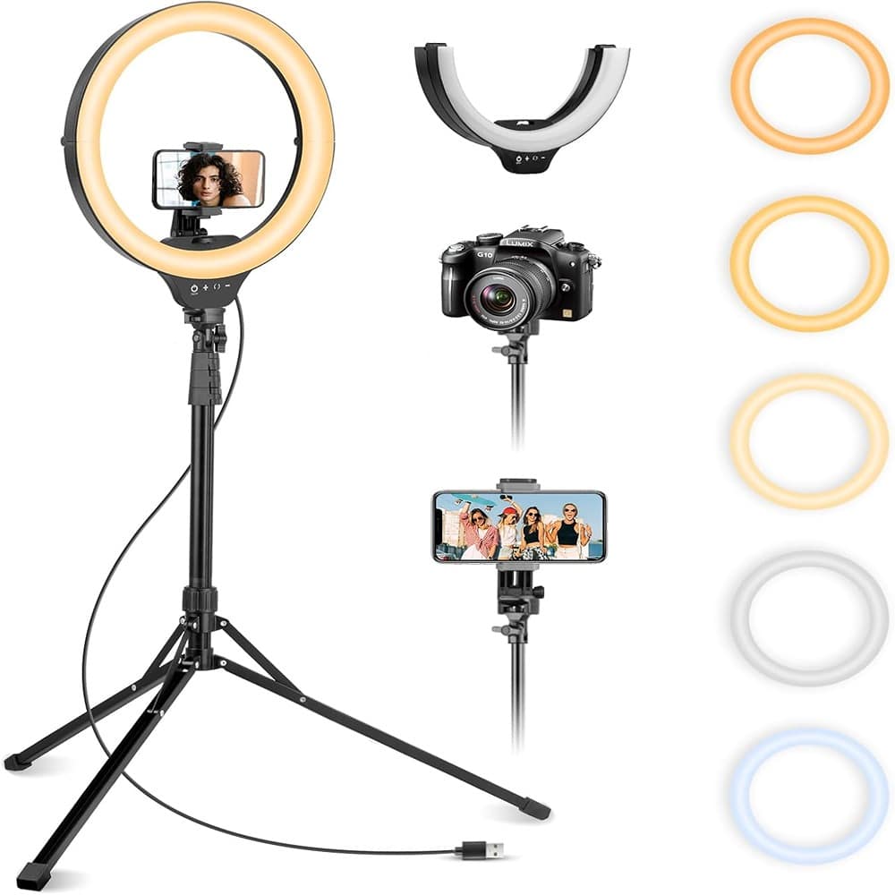 PARKER SLATER - 14" Selfie Ring Light with 62" Tripod Stand & Phone Holder, Dimmable LED Ring Light for Makeup, Video Recording, Photogr