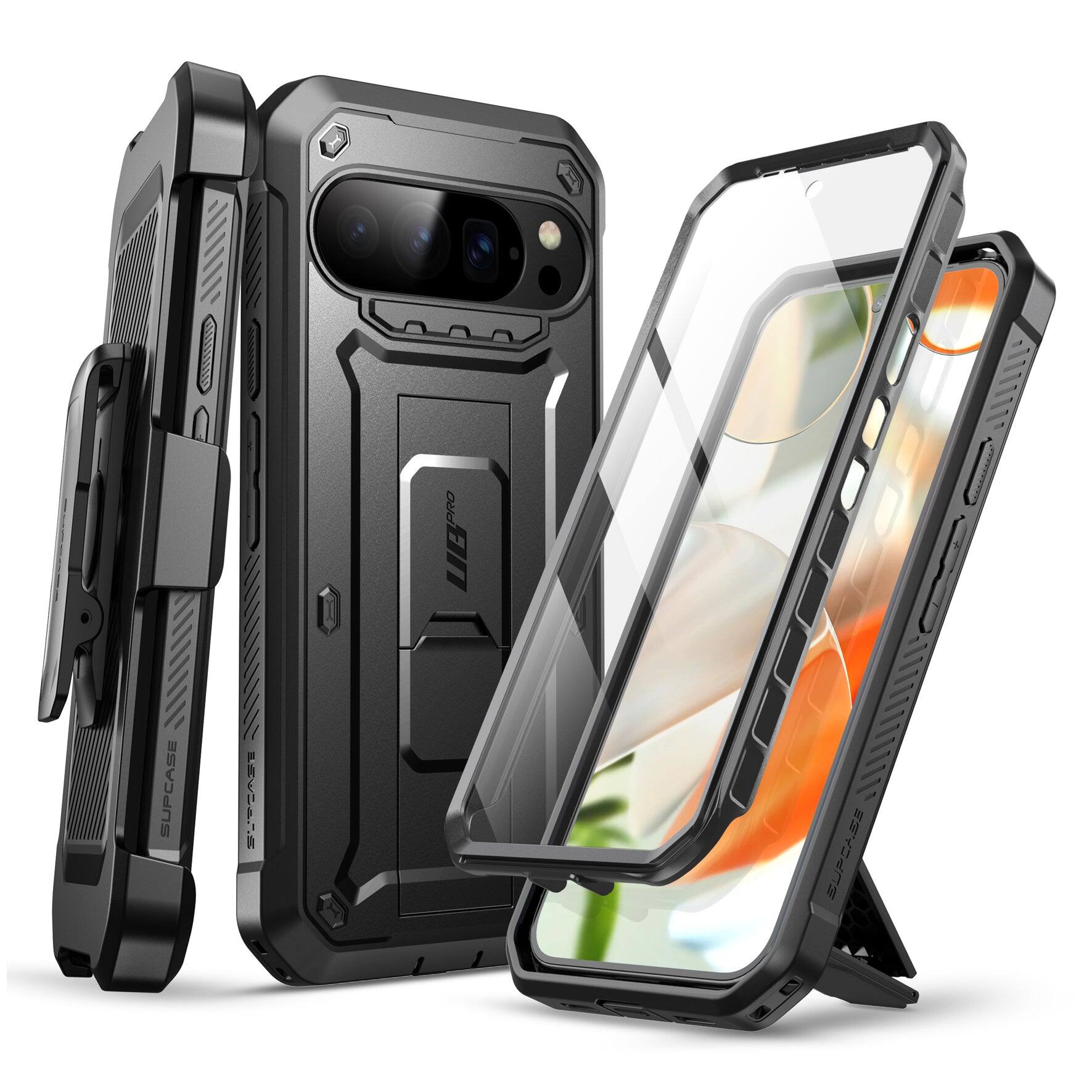 Left. SUPCASE - Google Pixel 10 Pro XL Unicorn Beetle PRO Rugged Phone Case - Black.