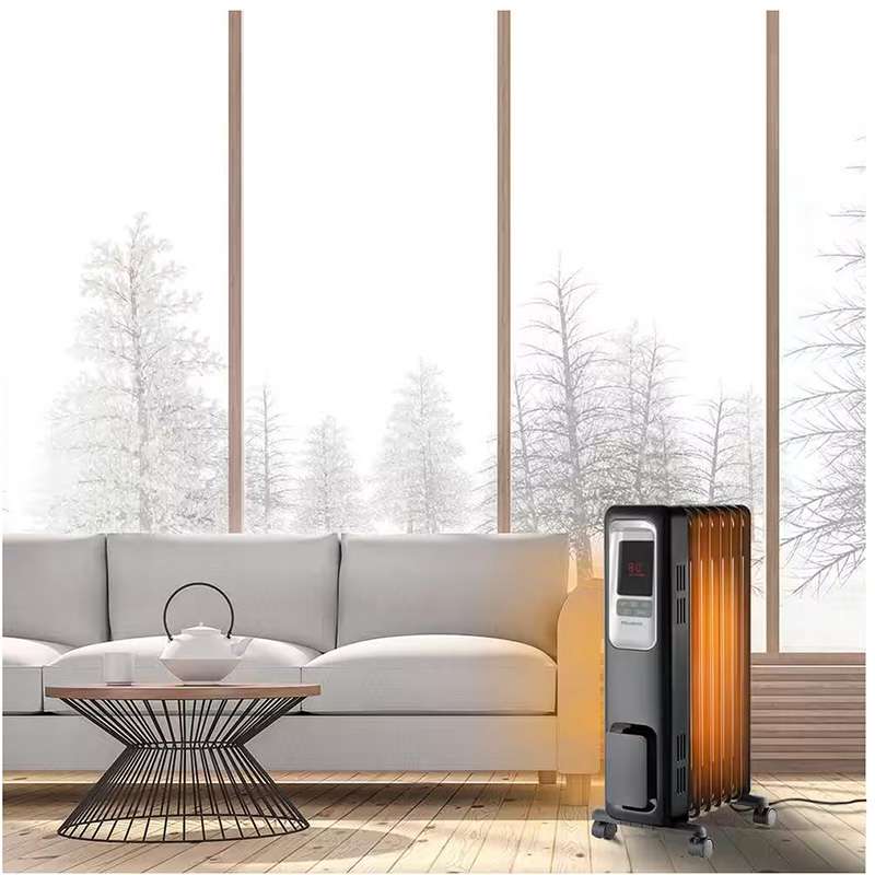 Left. Pelonis - Pelonis Electric Oil-Filled Radiant Thermostat Heater With Remote Control Black - Black.