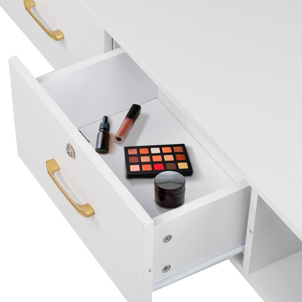 Alt View 2. Winado - Multifunctional Wall Mount Salon Station Bedroom Vanity with Locking Drawer & 3 Hair Dryer Holders  for Makeup Studios - White.