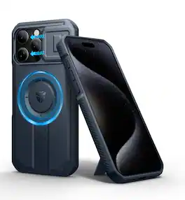 Dexnor - Phone Case for iPhone 15 Pro Max with Slide Camera Cover, Compatible with MagSafe Heavy-Duty Rugged Magnetic Shockproof - Navy Blue