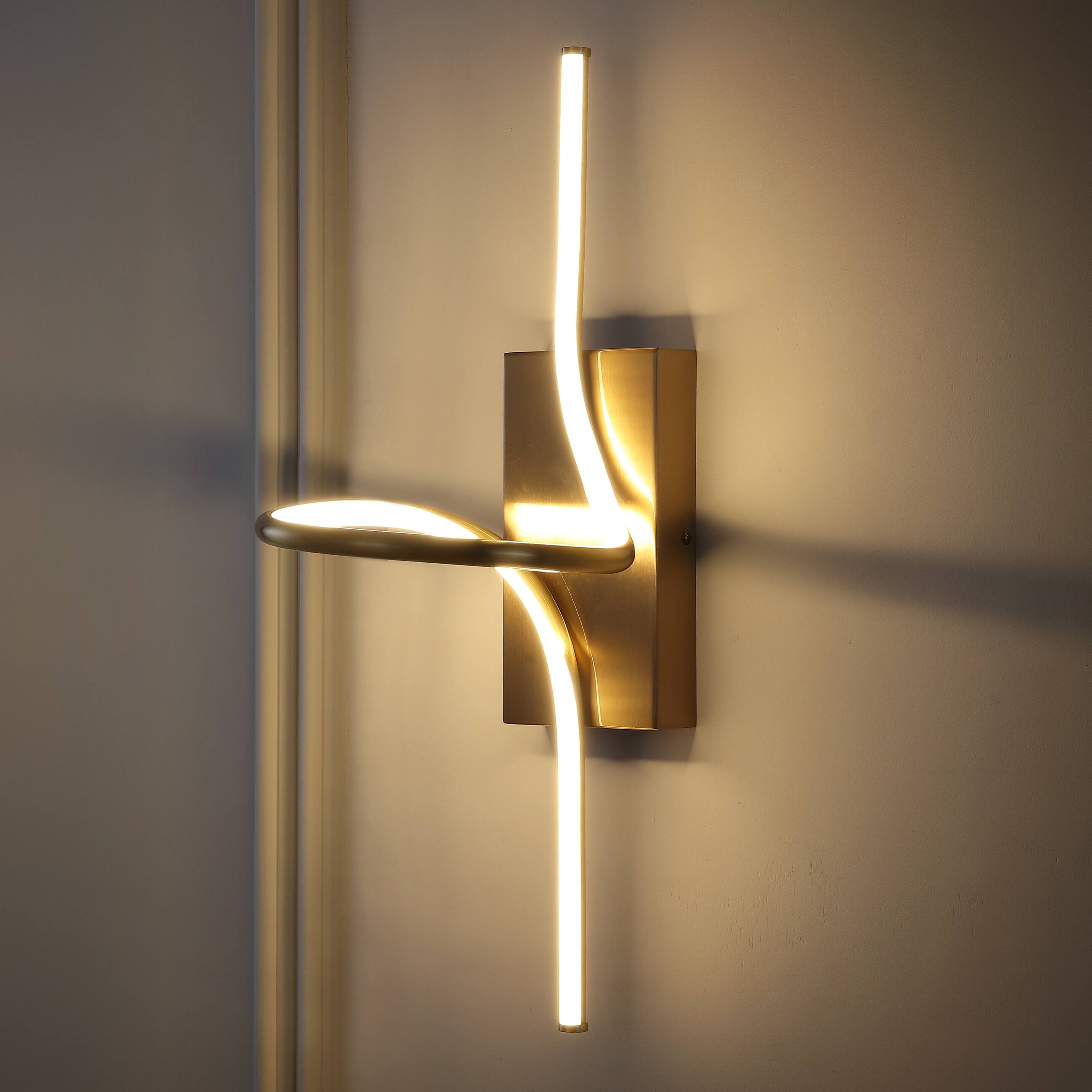 Alt View 6. Jonathan Y - Sketch 9" Minimalist Metal Integrated LED Vanity Light Sconce, Gold - Gold.