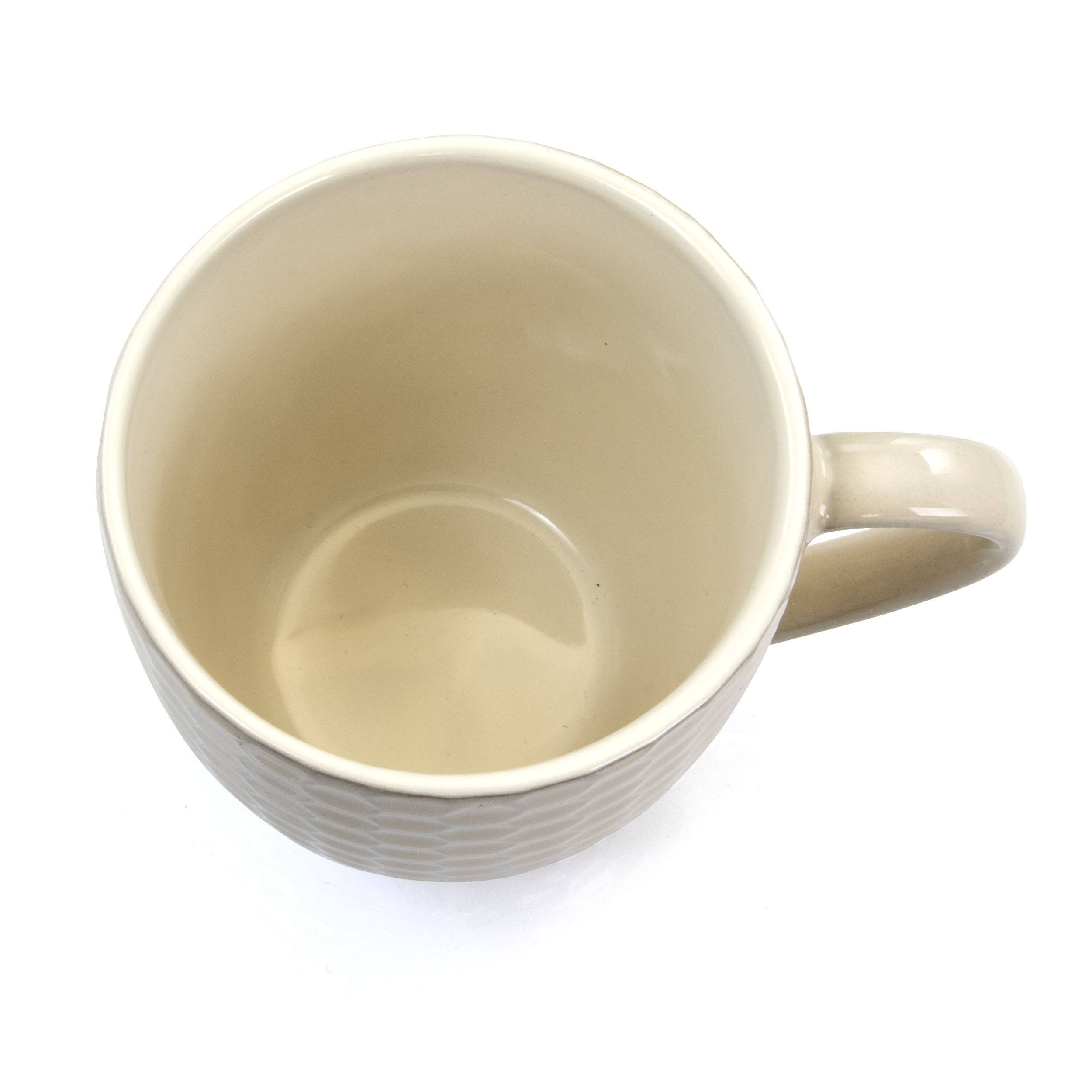 Alt View 7. Elama - Elama Honeycomb 6 Piece 15 Ounce Round Stoneware Mug Set in Cream - Cream.