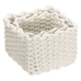 Unique Bargains - 2pcs Cotton Rope Woven Storage Baskets, S+M Gift Chest Box for Shelf Organizing Bedroom - White