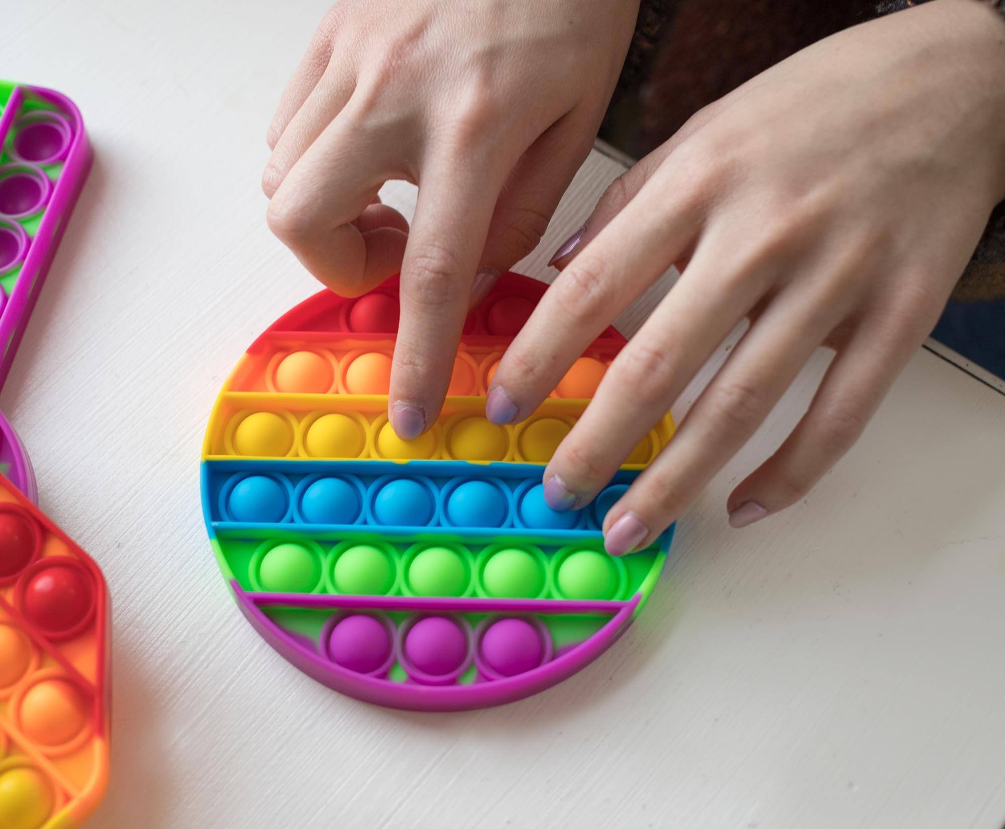 Alt View 10. Toynk - Pop Fidget Toy Silicone Bubble Popping Game | Rainbow Round - Multi-Color.