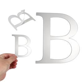 Unique Bargains - 3D Alphabet Mirror Wall Sticker, 4" Acrylic Letter B Self-Adhesive Home Decor for Living Room, Bedroom - Silver
