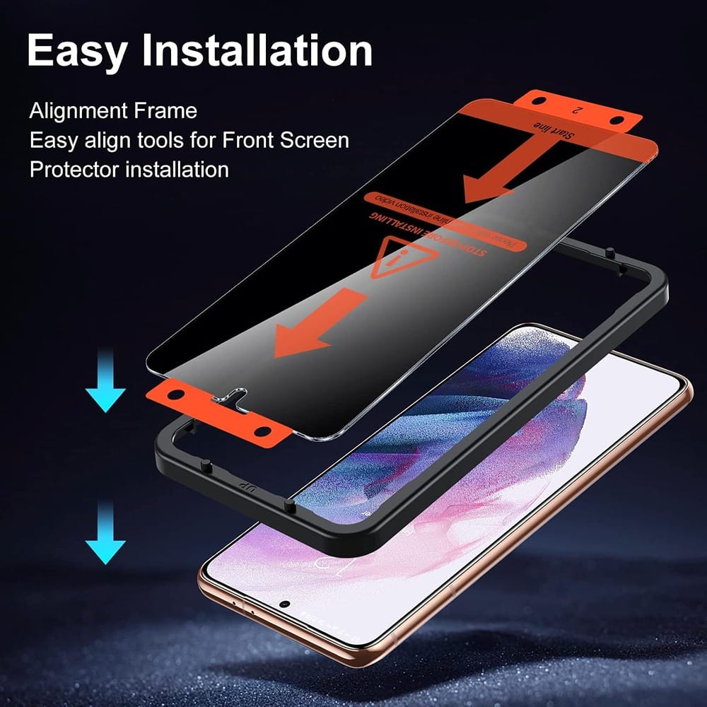 PARKER SLATER - Galaxy S21+ 6.7" Privacy Screen Protector 2+2 Pack with Camera Lens Cover - Black