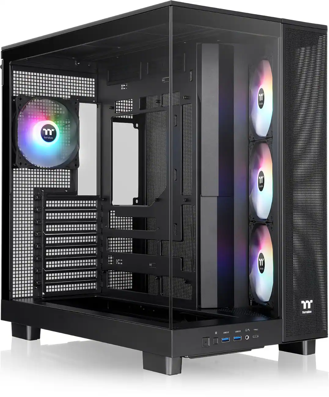 Thermaltake - View 380 XL TG ARGB Dual-Chamber Chassis with Hidden-Connector Motherboard Support ATX Mid Tower PC Case - Black
