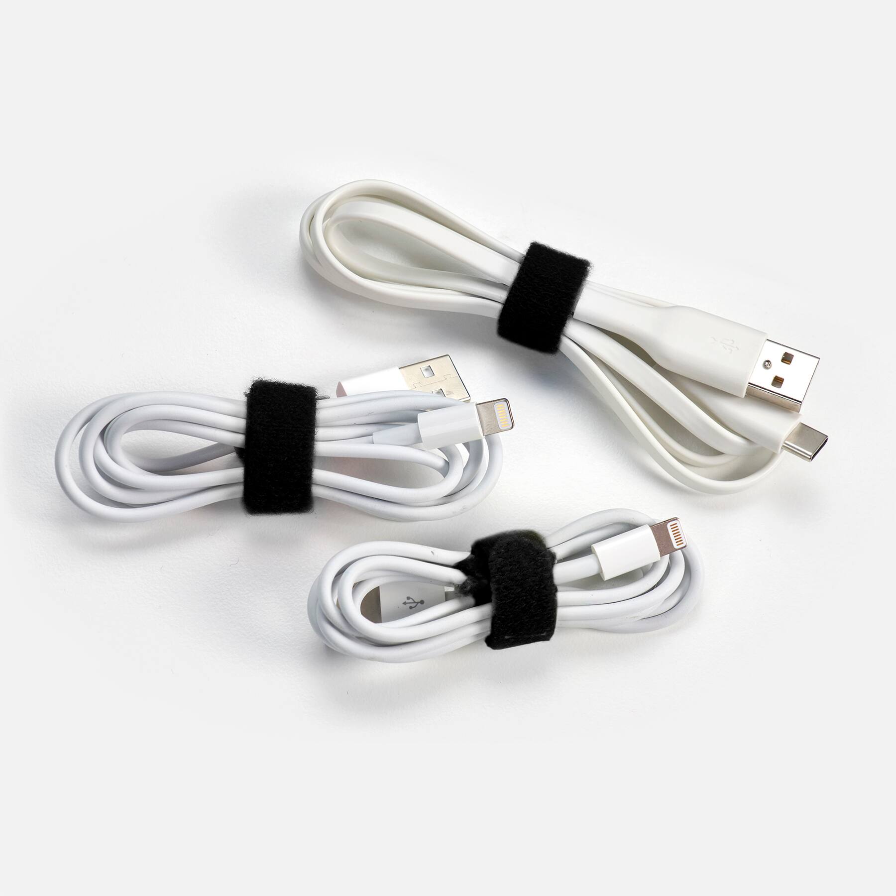 Angle. Wrap-It Storage - Wrap-It Storage Self-Gripping Cable Ties - 5-inch (20-Pack) Black - Reusable Hook and Loop Ties - Black.