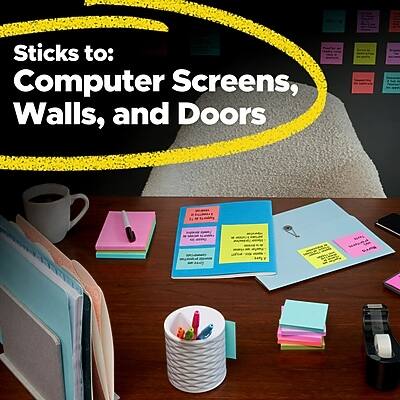 Sticks to:  
Computer Screens, Walls, and Doors