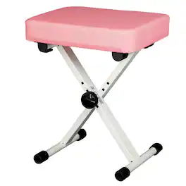 5 CORE - Keyboard Bench 3" Padded Cushioned Piano Stool Height Adjustable Guitar Seat Folding Portable - Pink
