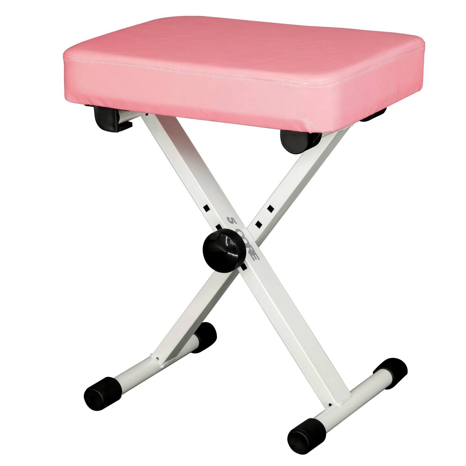 Front. 5 CORE - Keyboard Bench 3" Padded Cushioned Piano Stool Height Adjustable Guitar Seat Folding Portable - pink.