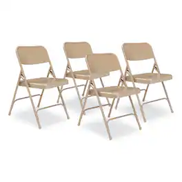 National Brand - 200 Series Premium All-Steel Double Hinge Folding Chair Supports Up to 500 lb 17.25 Seat Height 4/Carton - Beige