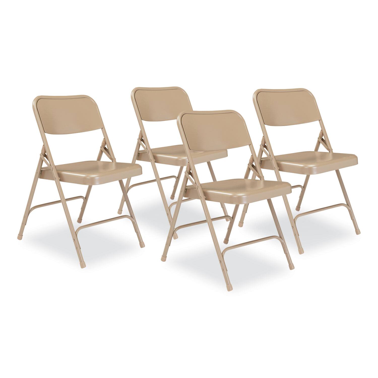 National Brand - 200 Series Premium All-Steel Double Hinge Folding Chair Supports Up to 500 lb 17.25 Seat Height 4/Carton - Beige