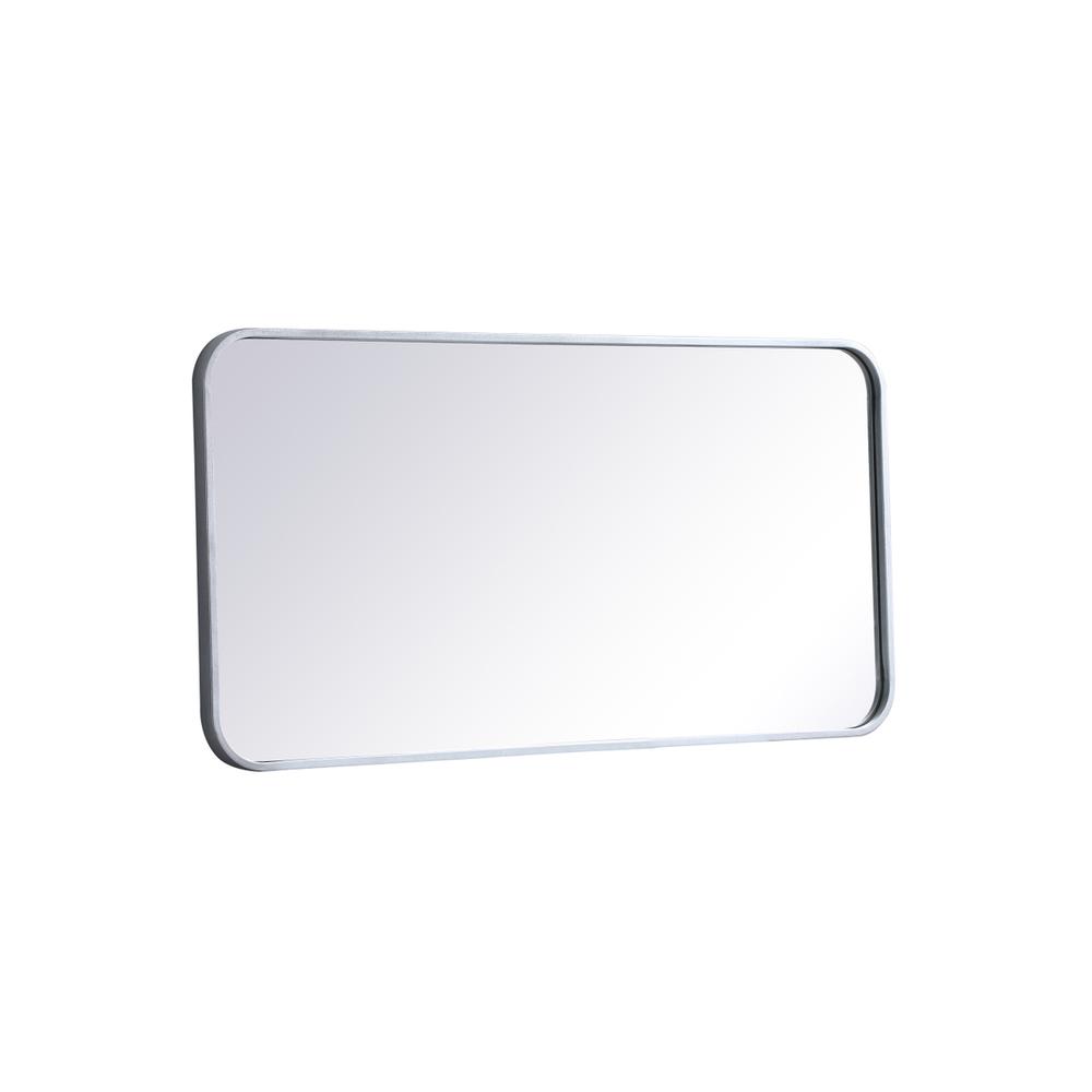 Left. Elegant Decor - Soft corner metal rectangular mirror 18x36 inch in Silver - Silver.
