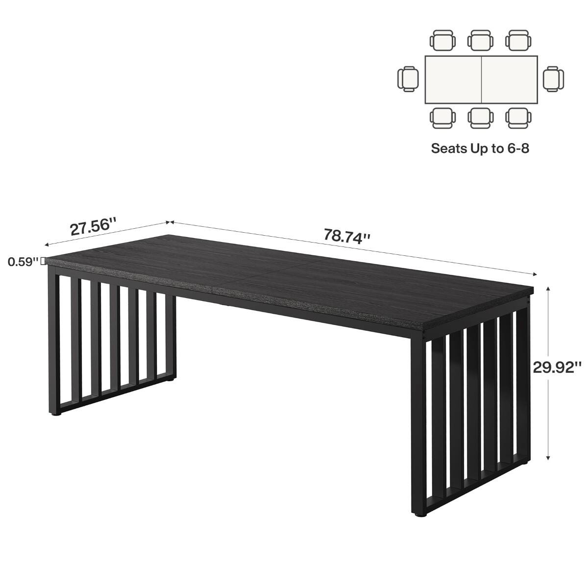 Seats Up to 6-8  
27.56" x 0.59"D x 78.74" x 29.92"