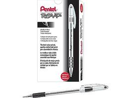 Pentel - R.S.V.P. Ballpoint Pens, Medium Point, Black Ink, 12/Pack - Clear