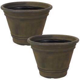 Sunnydaze - 20 in Franklin Unbreakable Polyresin Planter - Set of 2 - Sable