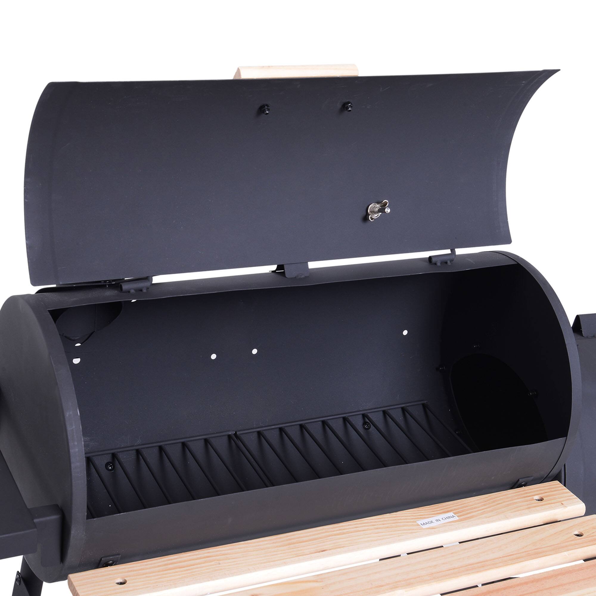 Alt View 7. Chateau Abodes - 48" Steel Charcoal BBQ Grill & Offset Smoker Combo with Wheels, Portable for Backyard & Outdoor Cooking - Black.