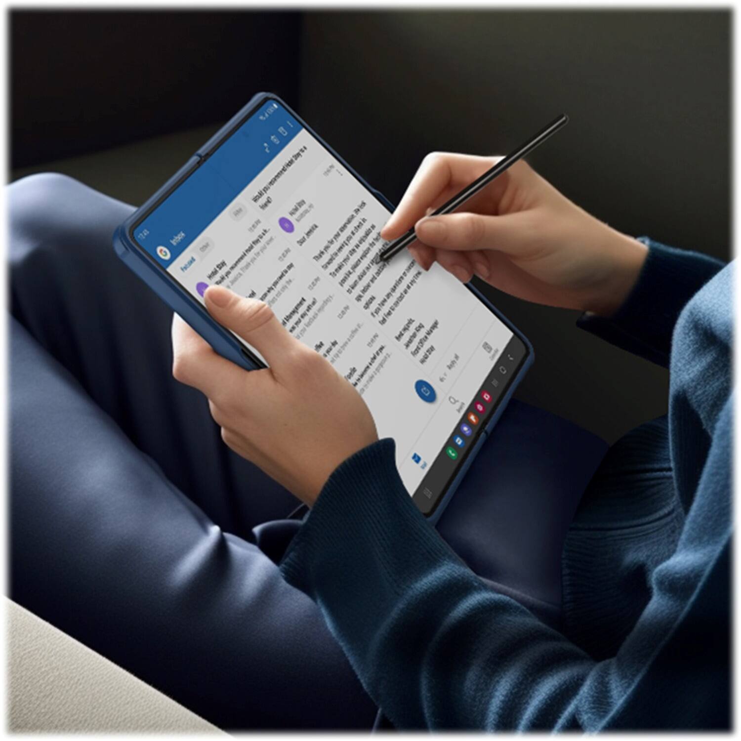 Alt View 17. SaharaCase - GRIP Series with Kickstand and Stylus Compatibility Case for Samsung Galaxy Z Fold5 - Blue.