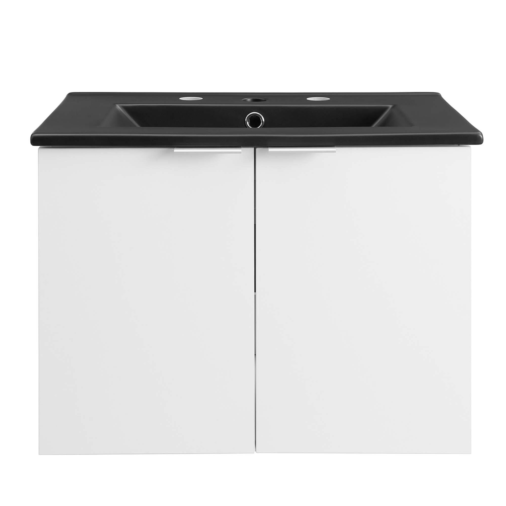 Alt View 2. Modway - Maybelle Wall-Mount Bathroom Vanity Basin Included - White Black.