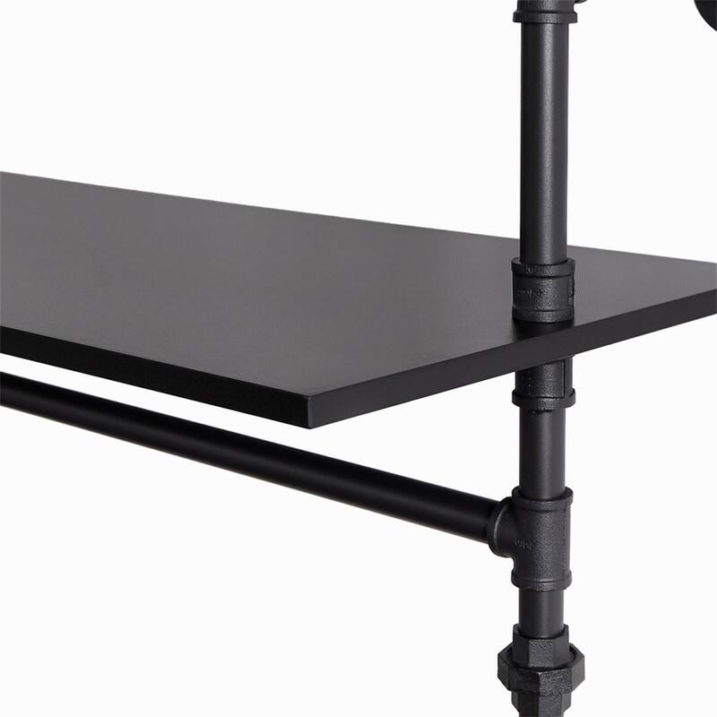 Alt View 5. ALEXOUN - Industrial Pipe Clothing Rack - 118" Reversible Heavy Duty Garment Rack with Shelves, Walk-in Closet System, Black,3pcs - Black.