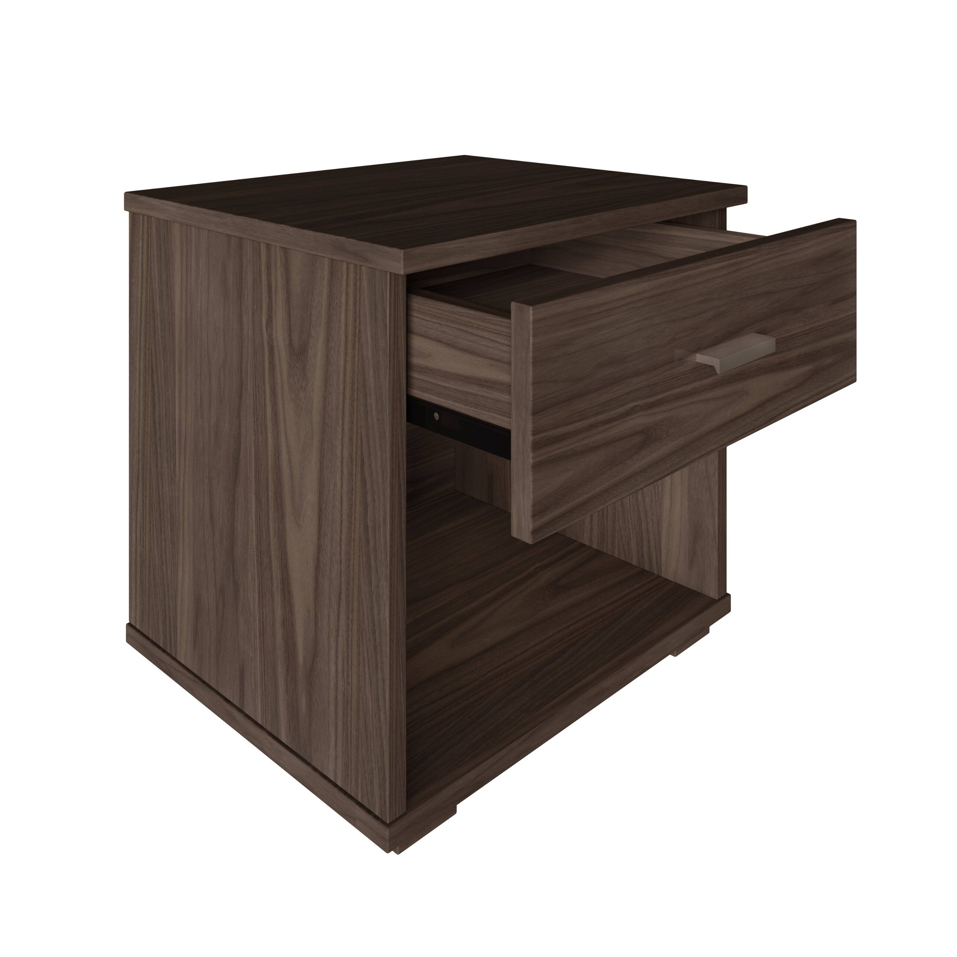 Alt View 4. Boyd Sleep - Boyd Sleep Novara Low Profile One Drawer Nightstand - Walnut.