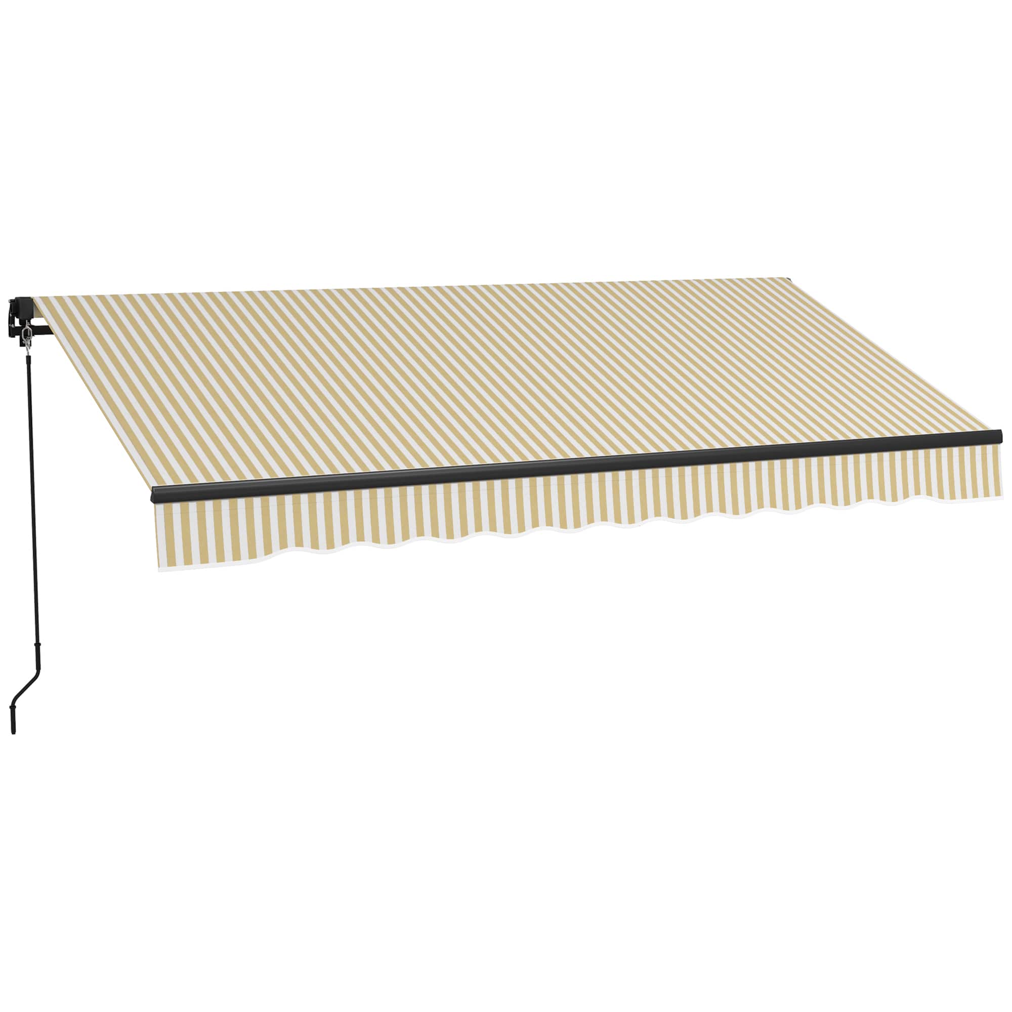 Outsunny - 10' x 8' Retractable Awning, Patio Awning Sunshade Shelter with Manual Crank Handle, 280gsm UV Resistant Fabric - Beige and White