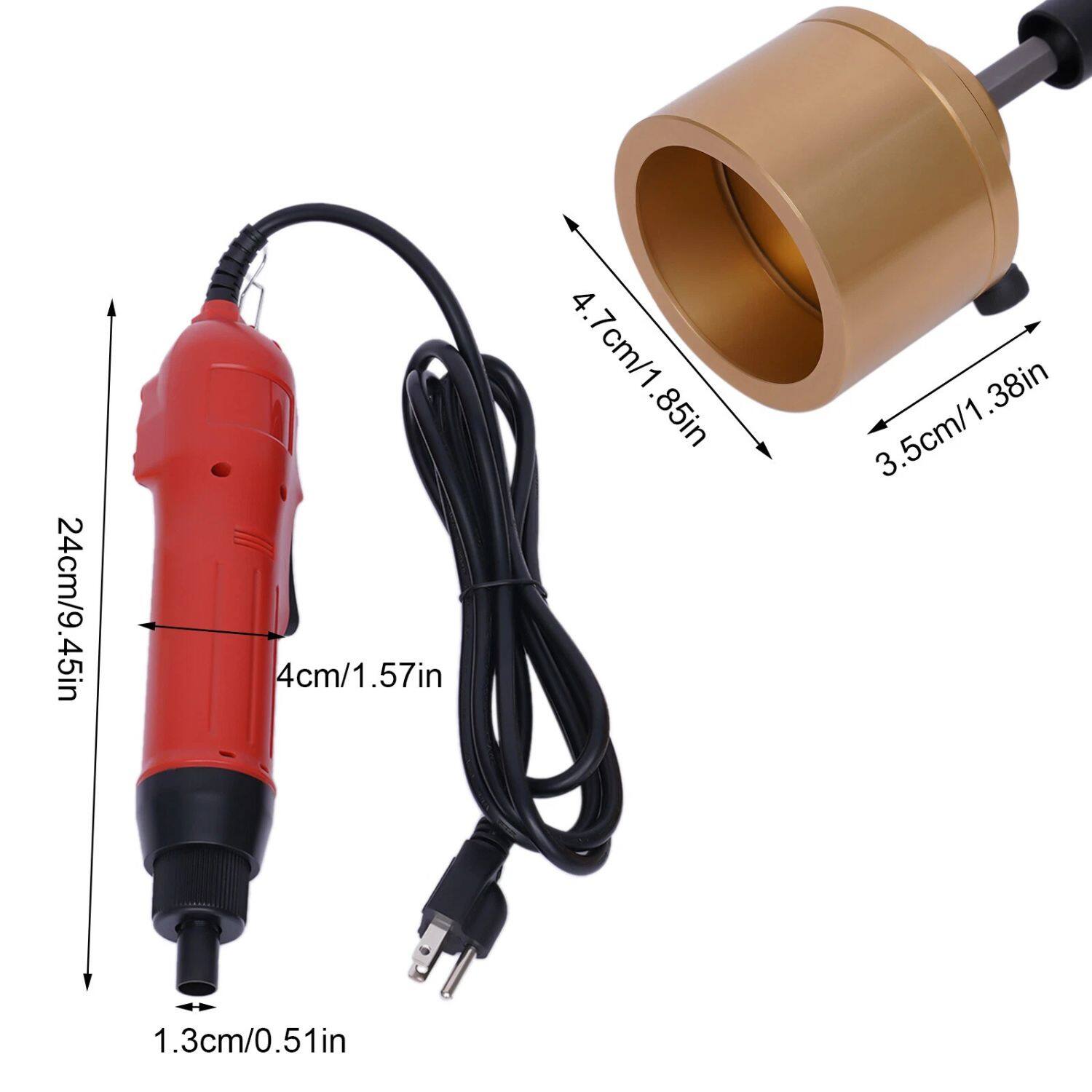 24cm/9.45in  
4cm/1.57in  
4.7cm/1.85in  
3.5cm/1.38in  
1.3cm/0.51in