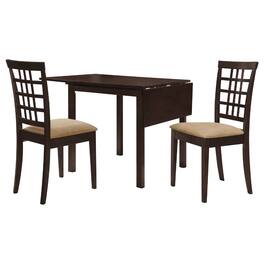 Manhattan Lane - Elso 4pc Dining Set, Table w Drop Leaf, 3 Lattice Style Chair - Cappuccino Brown, Brown Tan