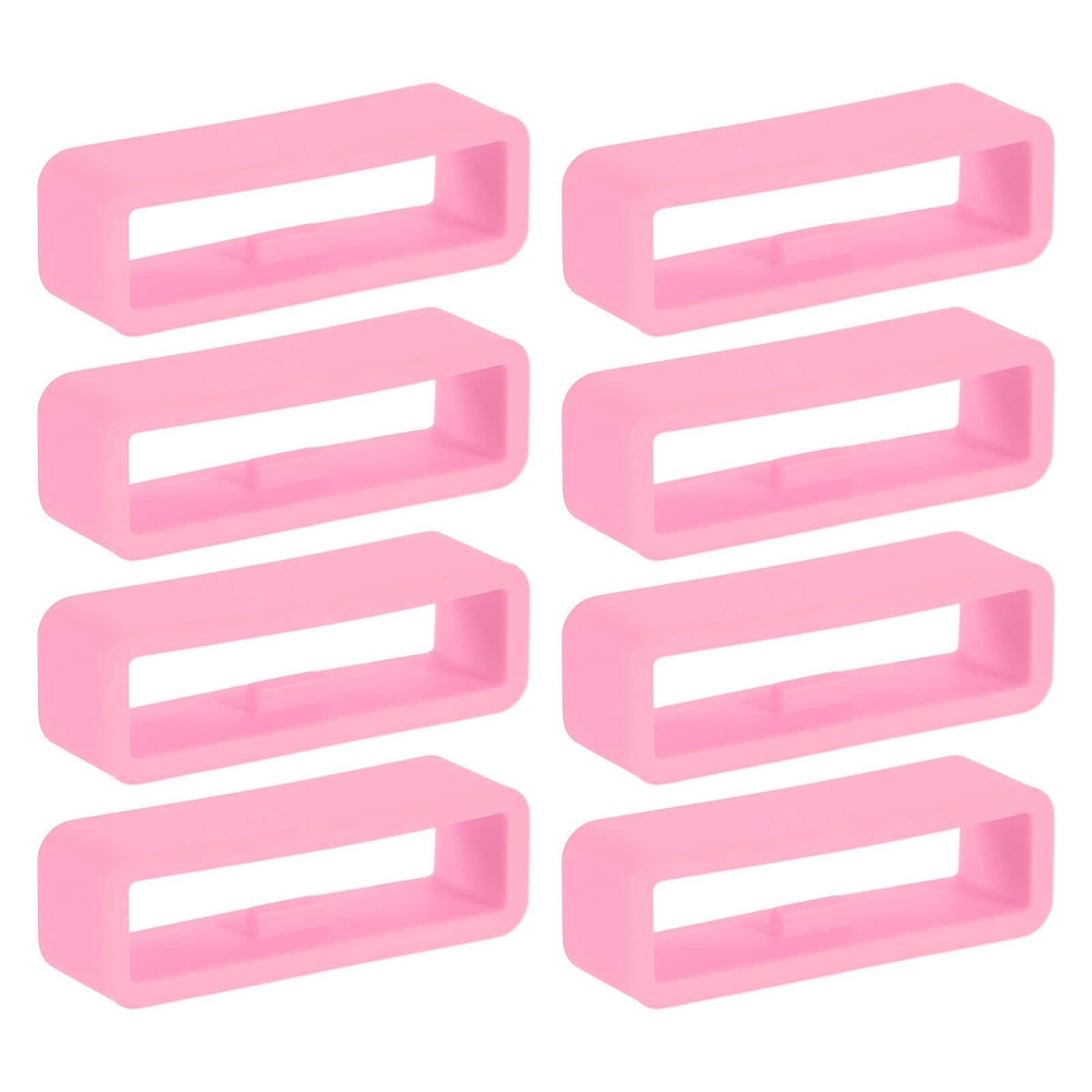 Unique Bargains - Watch Band Holder Loop, 8pcs Universal Silicone Watch Replacement Band Strap Keeper Parts for Smart Sport (26mm) - Pink