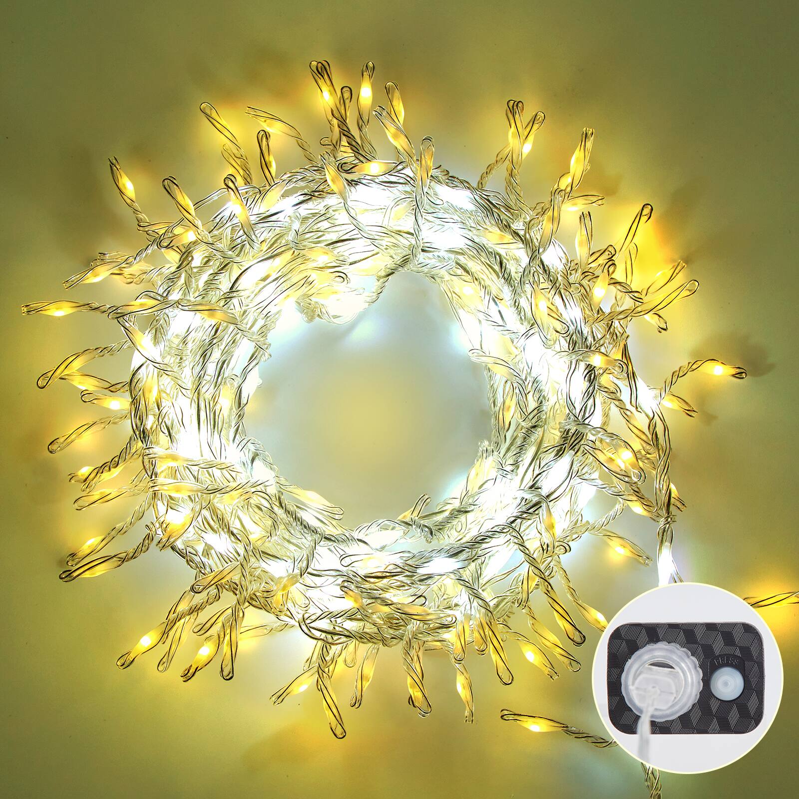 Alt View 1. IMAGE - 16.4ft 300 LED Firecracker Cluster Twinkle Lights - Mixed Warm White & White.