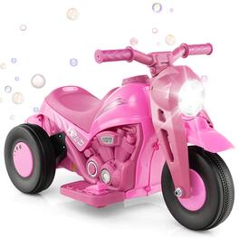 Costway - 6V Kids Bubble Car Electric Ride on Motorcycle with Music Button & LED Headlight - Pink