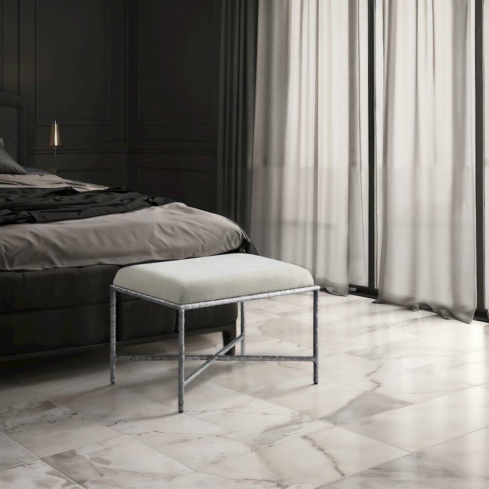 Alt View 1. Meridian Furniture - Valley Cream Chenille Fabric Bench - Beige.
