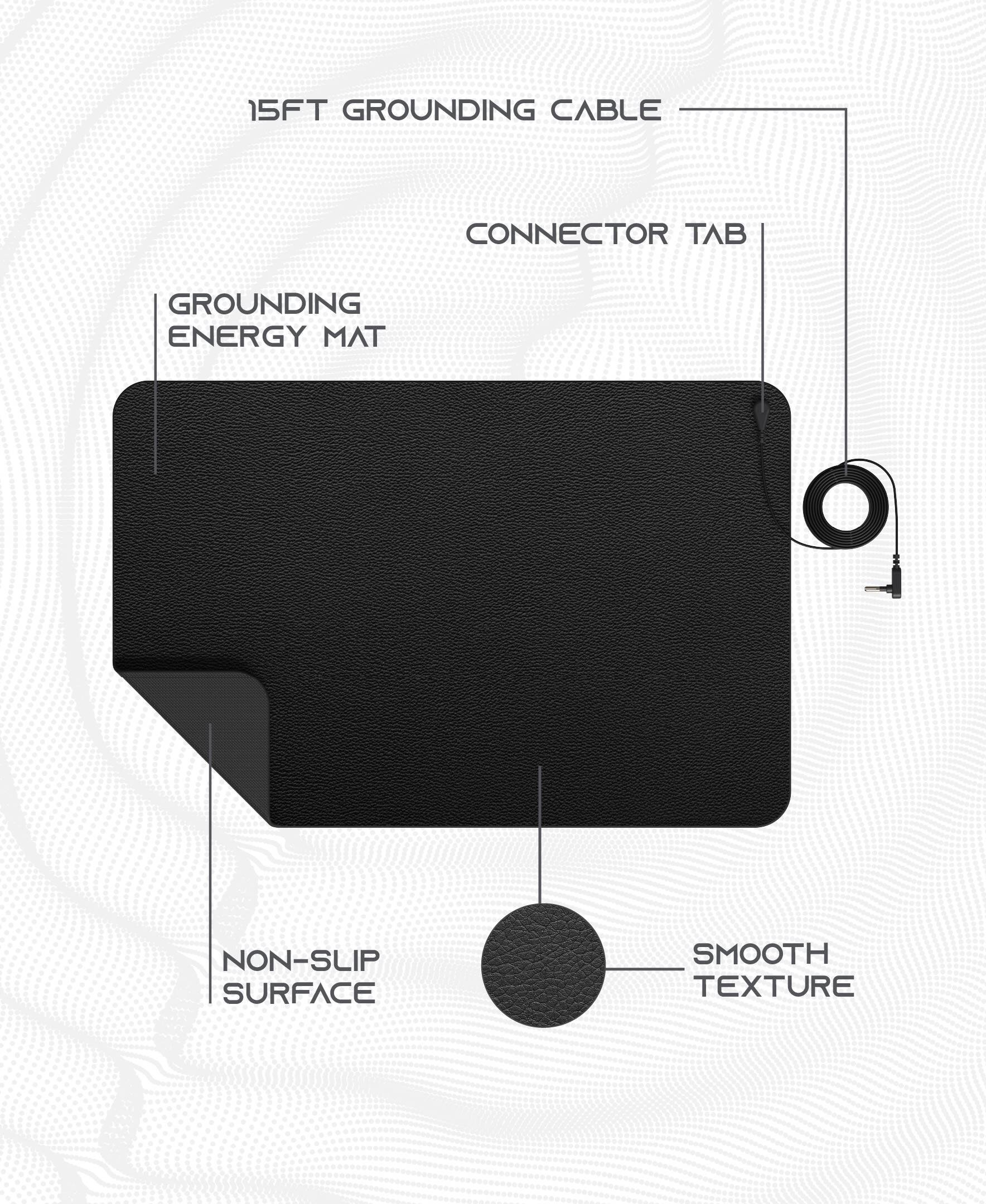15FT GROUNDING CABLE CONNECTOR TAB GROUNDING ENERGY MAT NON-SLIP SURFACE SMOOTH TEXTURE