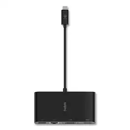 Belkin - AVC005BK-BL HDMI/Ethernet/USB-A/USB-C/VGA 4.33 in. USB-C Multimedia Adapter - Black