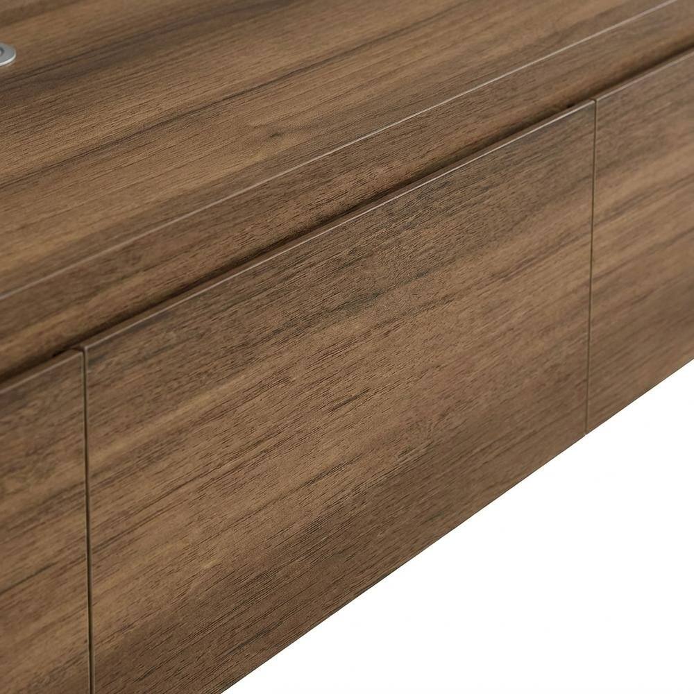 Alt View 4. FurniFact - Wall Mounted TV Stand for Up to 80 Inch TVs with Modern Design - Brown.
