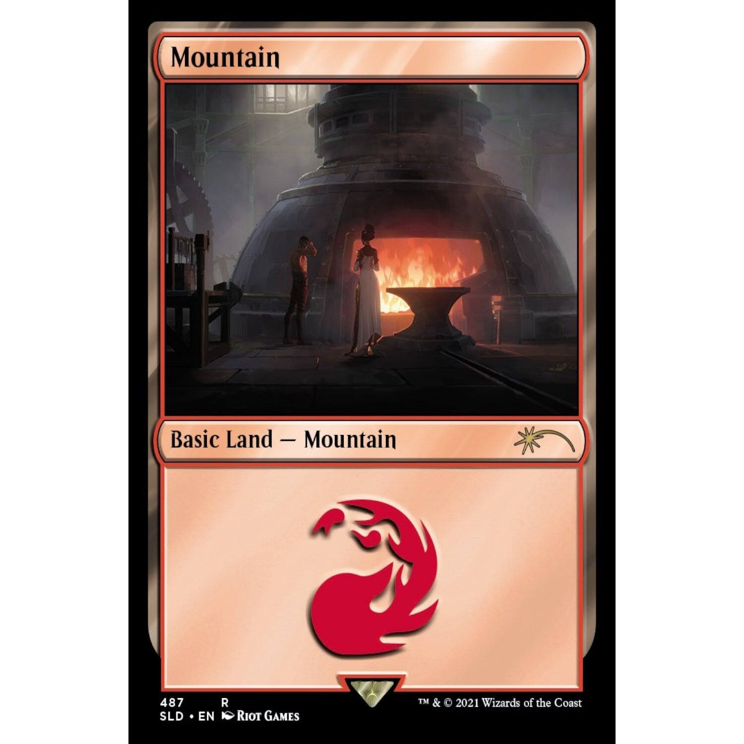 Mountain  
Basic Land — Mountain  

487  
R  
SLD • EN • RIOT GAMES  

TM & © 2021 Wizards of the Coast