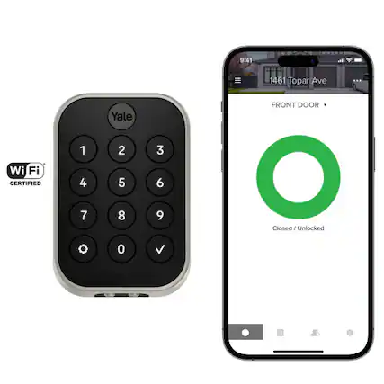 9:41
1461 Topar Ave
Yale
FRONT DOOR
1 2 3
Wi Fi CERTIFIED
4 5 6
7 8 9
Closed / Unlocked
