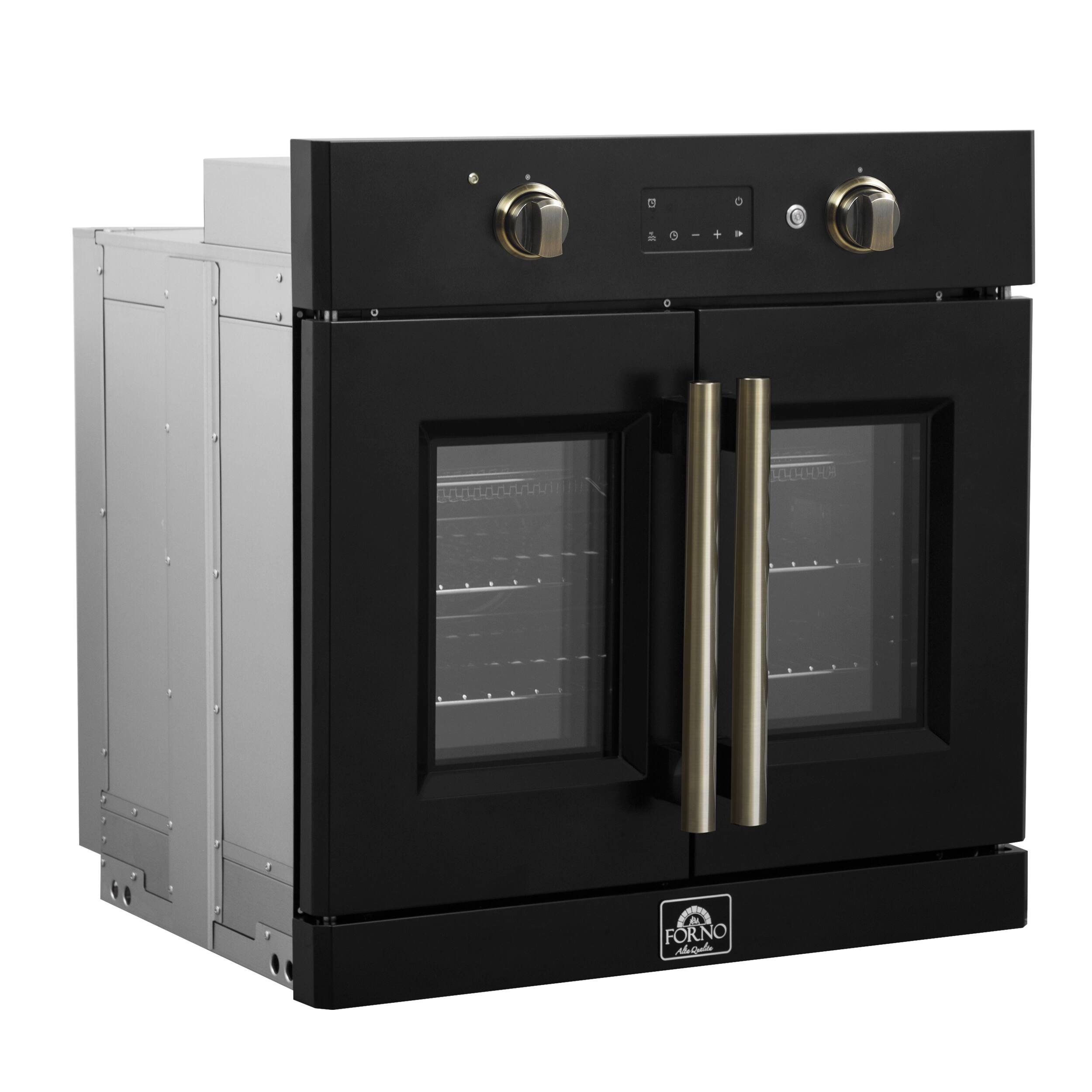 Left. Forno Appliances - Asti 3.68 Cu. Ft. Electric True Convection Wall Oven with French Doors - Black.