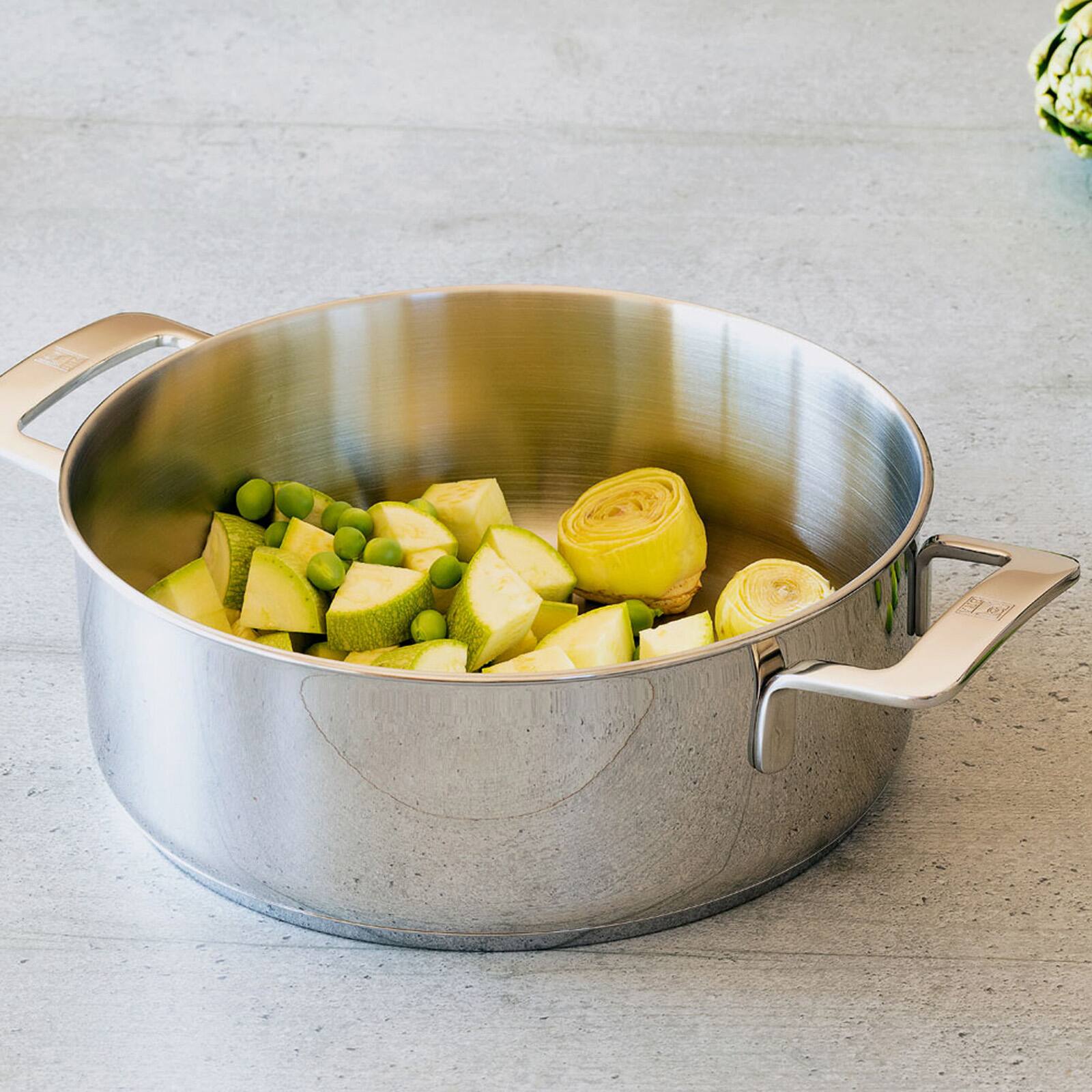 Alt View 1. BRA Cookware - Signature Stainless Steel Stock Pot w/Glass Lid, 9.5-Inch, 4-Quart - Silver.