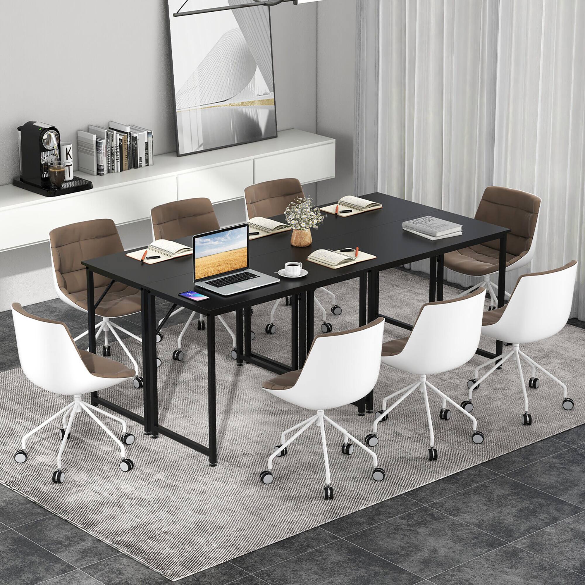 Alt View 1. Gymax - Gymax 4PCS 40-Inch Small Computer Desk Home Office PC Workstation w/ Heavy-duty Metal Frame Black - Black.