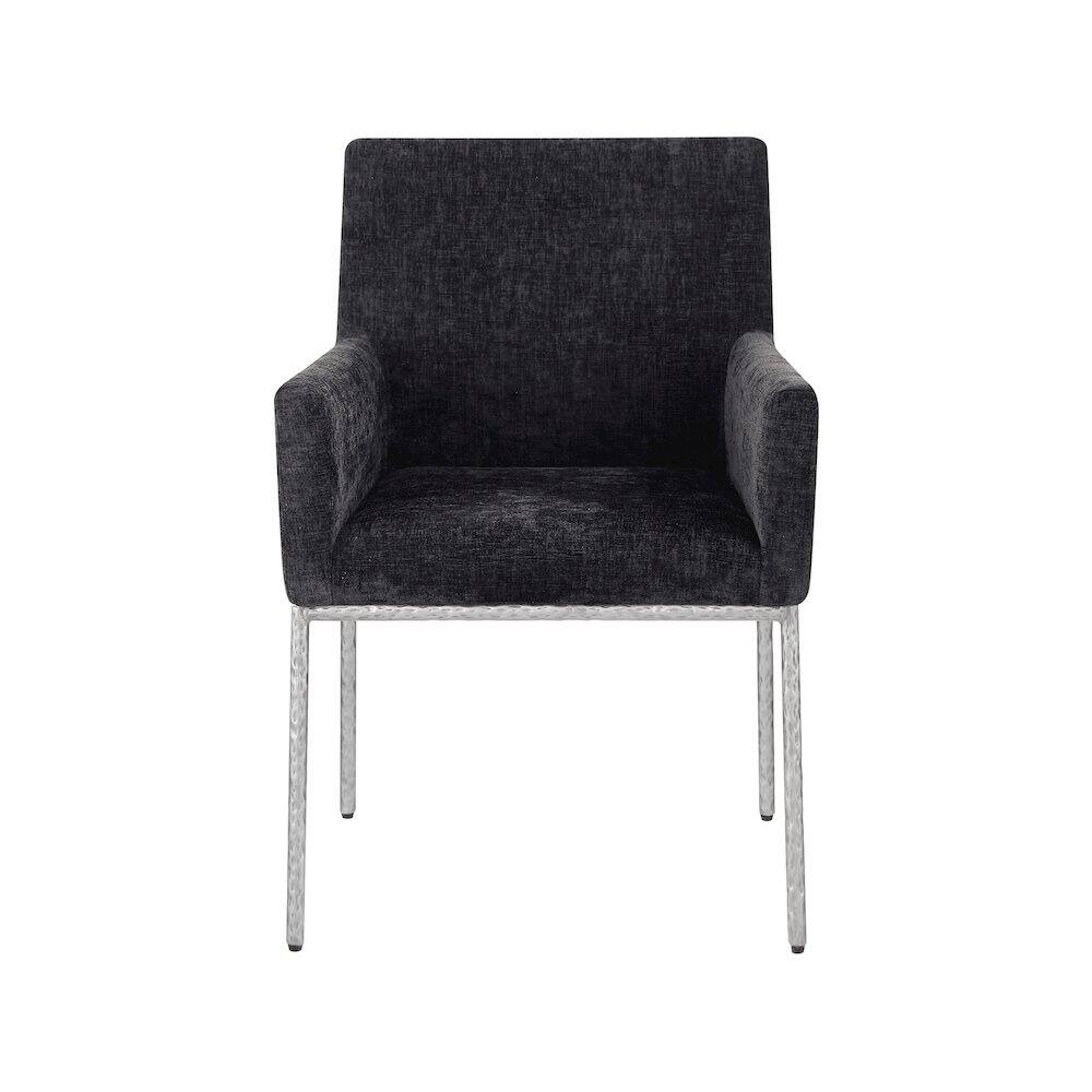 Alt View 2. Meridian Furniture - Reeves Black Chenille Fabric Dining Chair, Set of 2 - Black.