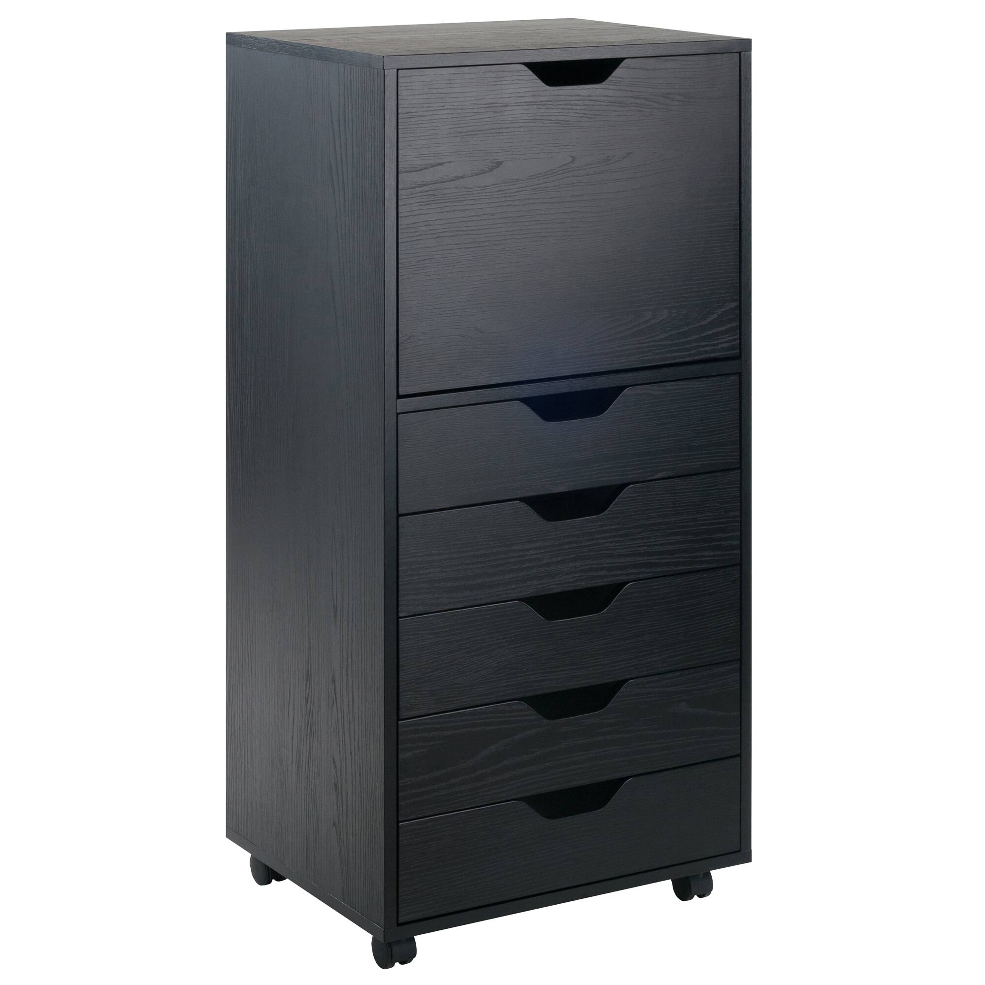 Front. Winsome Wood - Halifax 5-Drawer Storage Mobile Cabinet - Black.