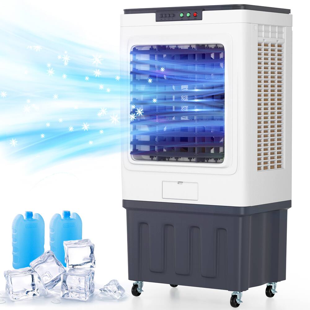 Angle. Topteng - 16 Gal 3000CFM 3-in-1 Evaporative Cooler - Remote Control, 120° Oscillation, 24H Timer, 250W, for up to 950 sq. ft White.