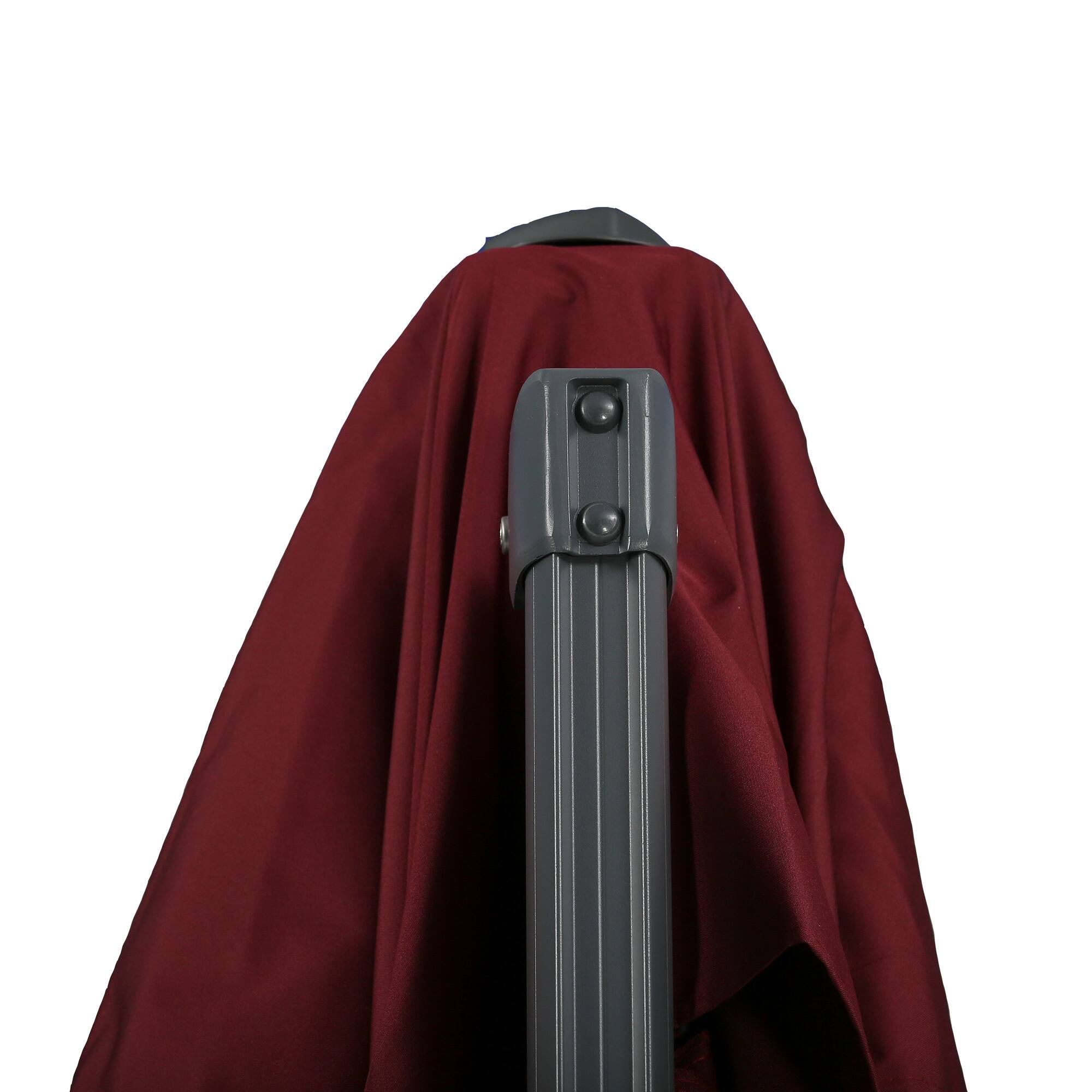 Alt View 7. Outsunny - 10ft Offset Patio Umbrella, Hanging Cantilever Umbrella, Square Shape, Aluminum Cross Base, Tilt, 360-Degree Rotation - Red.